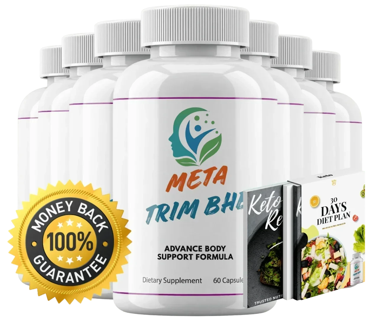 Metatrim BHB six-bottle keto BHB package with free keto recipe and 30-day diet plan e-guides