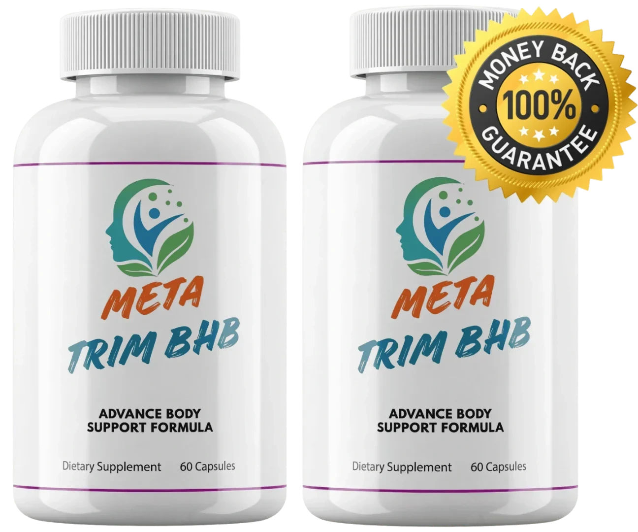 Two bottles of Metatrim BHB advance body support keto BHB capsules